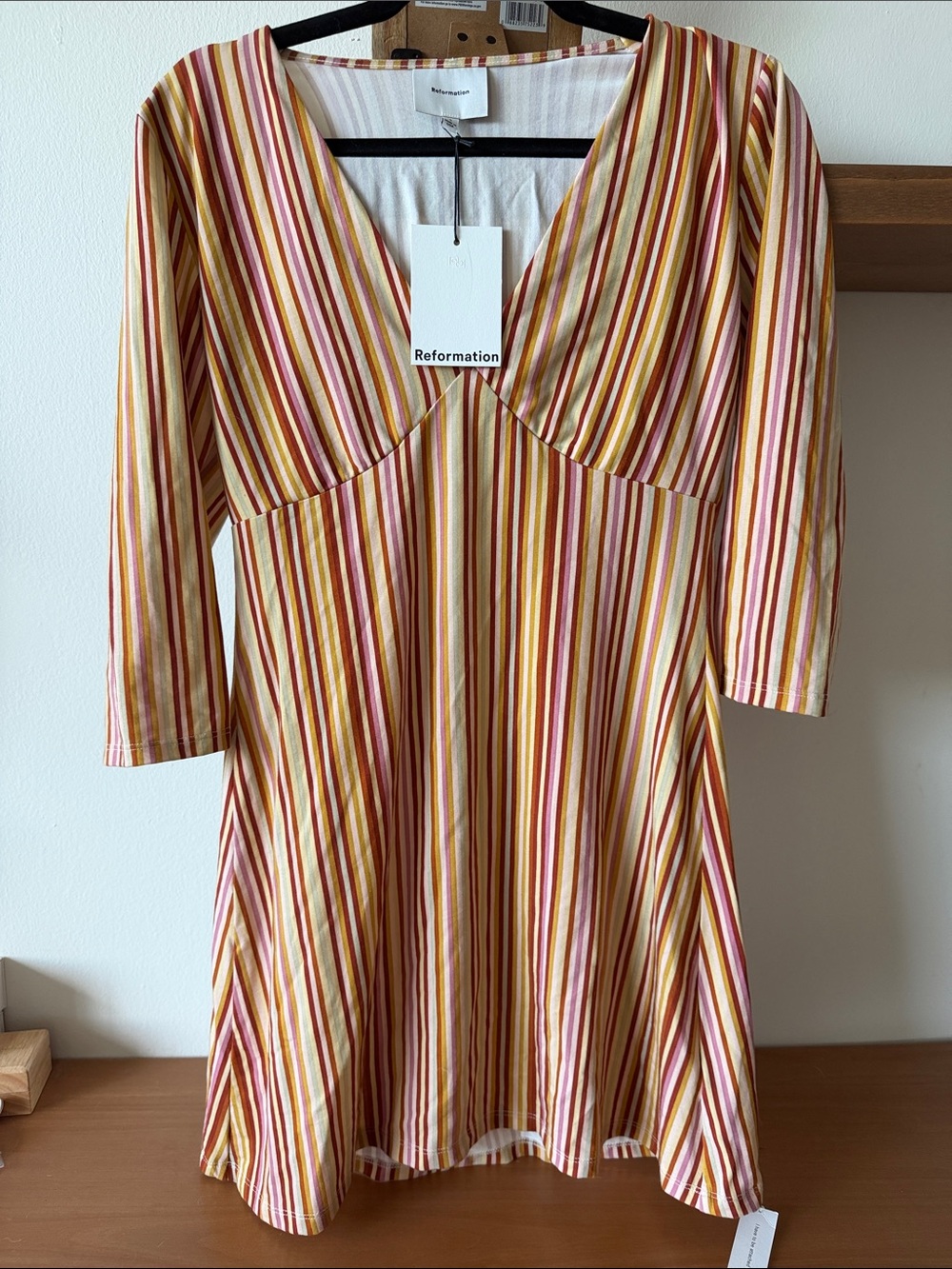 Reformation Merritt Knit Dress in Solstice Stripe - perfect for 70s Theme